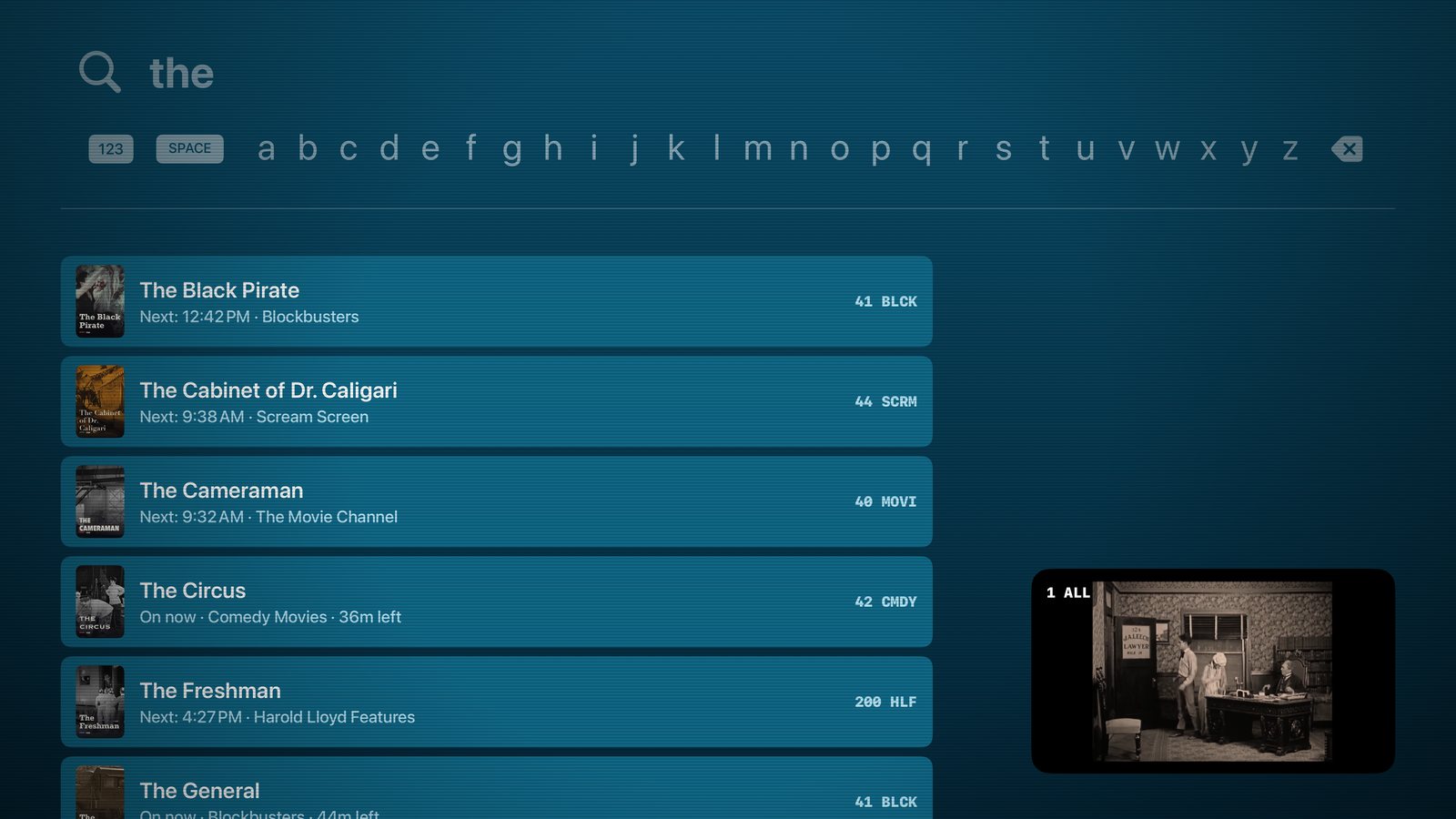 Search showing when a show is on now and when it airs next